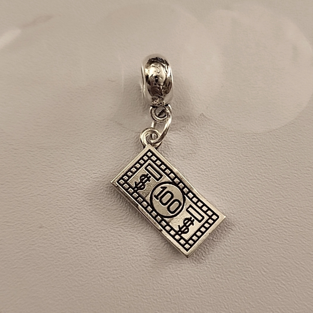 Fashionista $100 Dollar Bill Charm Will FIT Pandora and  European Systems